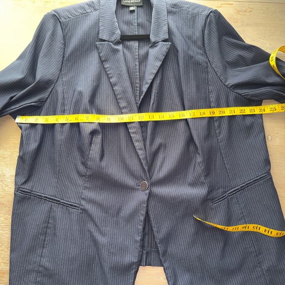 Lane Bryant Navy‎ Blue Pinstripe Blazer Jacket Women Plus Size size 22 preloved - Picture 7 of 12